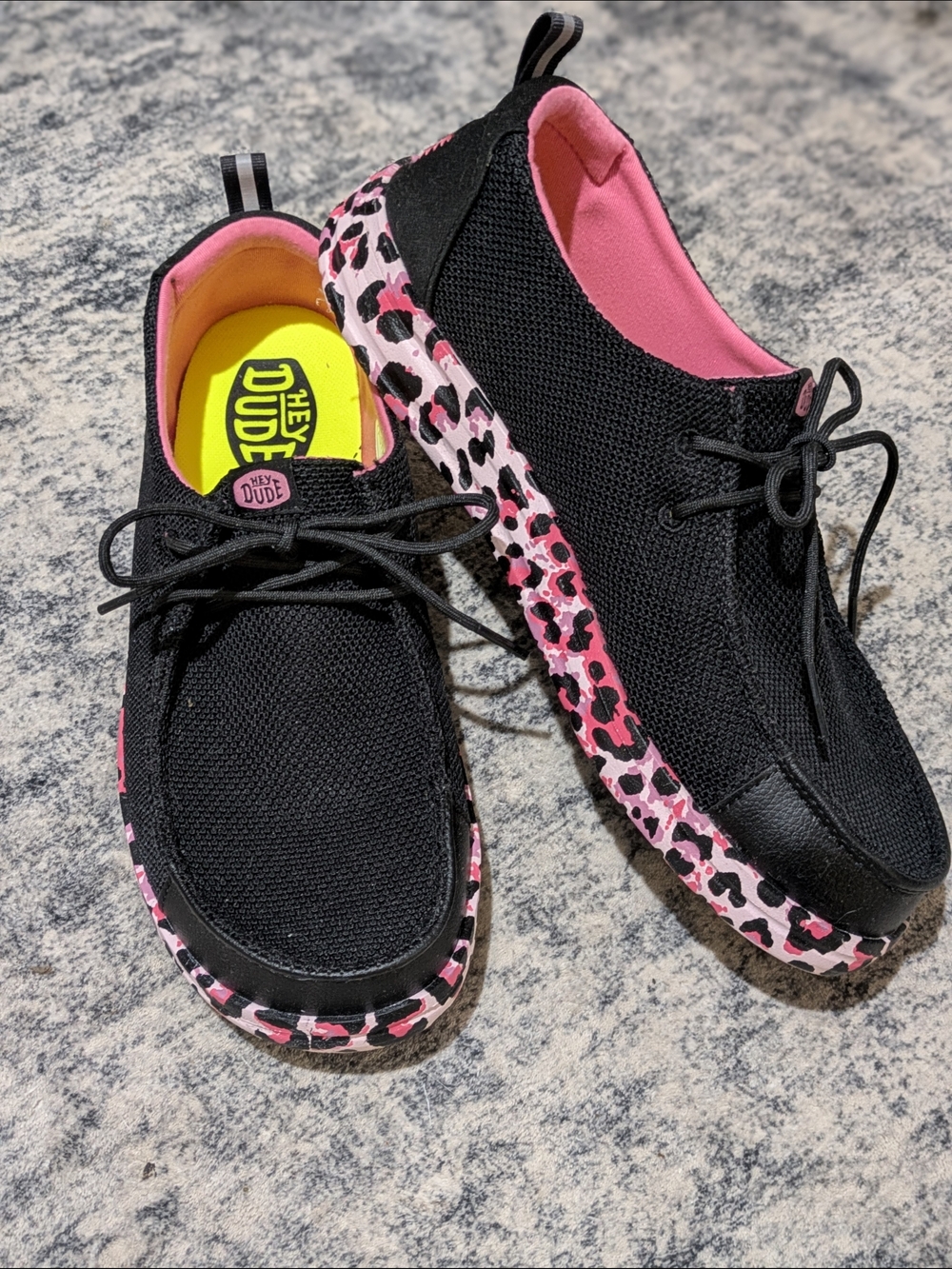 Hey Dude Wendy Black & Pink Leopard Slip-On Sneakers - Picture 4 of 4